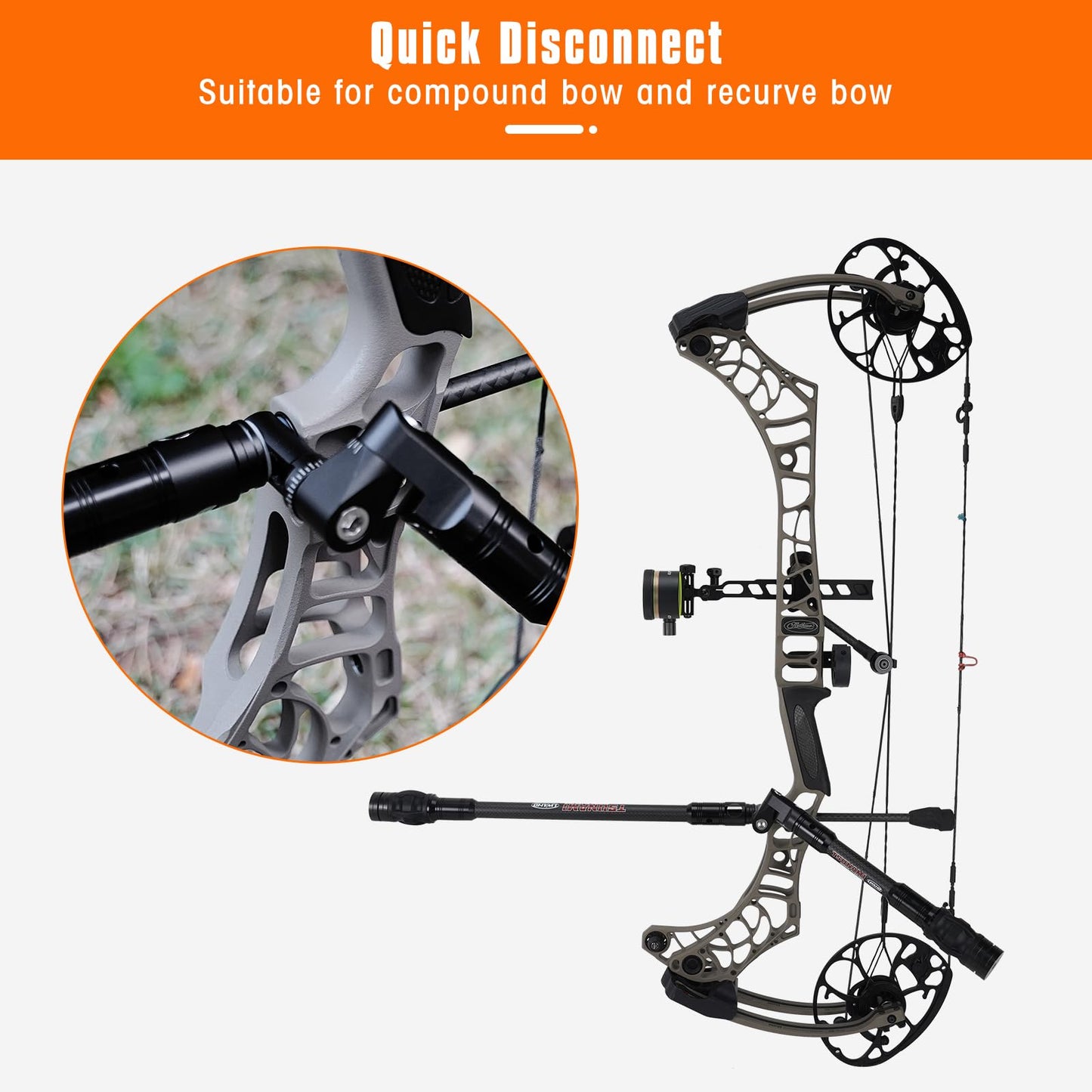 LWAND Single Side V-Bar Stabilizer Mount Quick Disconnect for Compound Bow