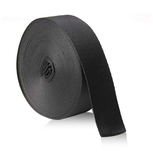 JIAKAI 1 Inch Wide 10 Yards Nylon Heavy Duty Webbing Strap，Polypropylene Heavy Straps for Bags, Hammocks, Outdoor Climbing and DIY Making Luggage Strap, Pet Collar, Backpack Repairing（Black）