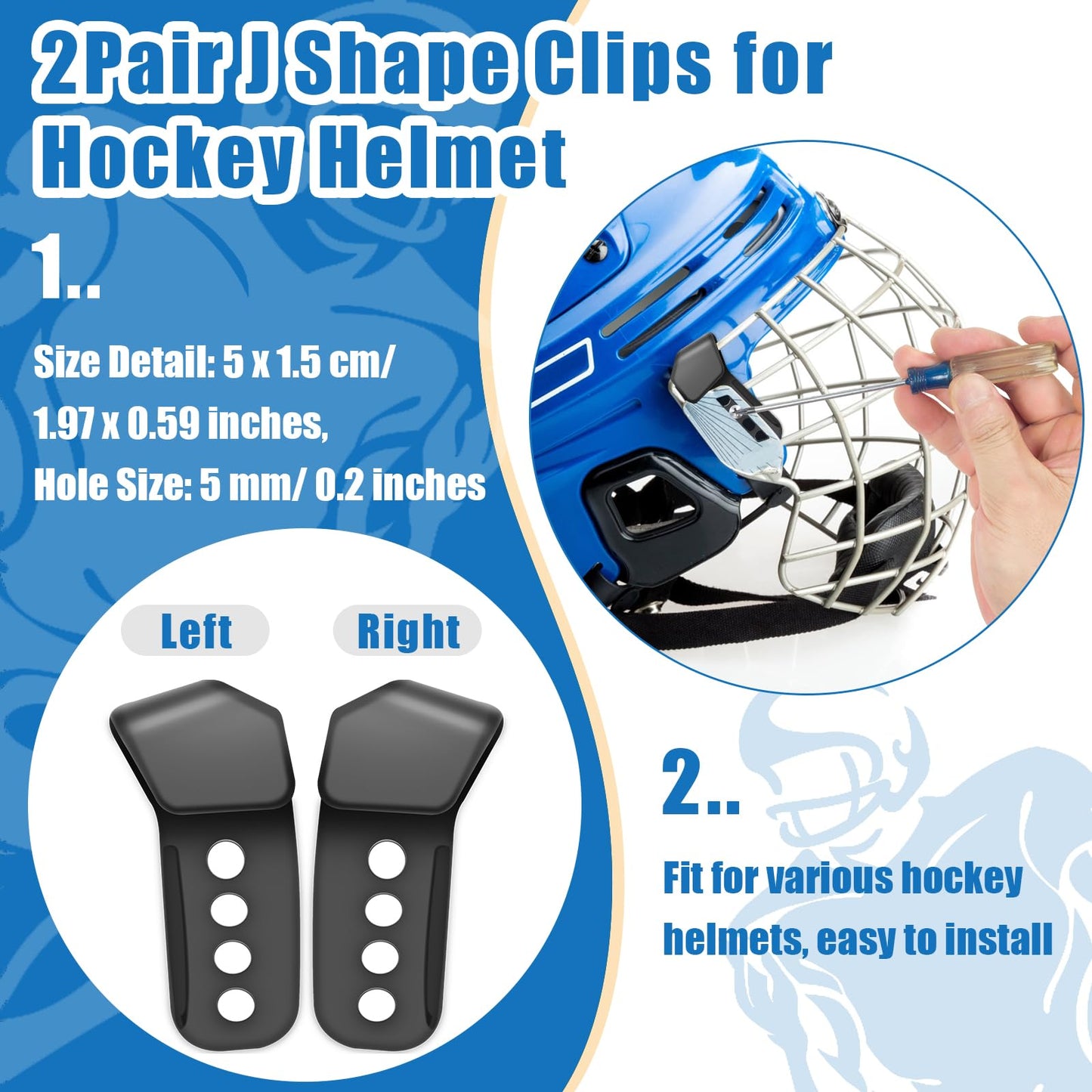 Anglekai 31PCS Hockey Helmet Repair Kit, Football Helmet Hardware Kit Include 2 J Clips/ 4 Rubber Gaskets/ 4 R Shape Football Visor Clips/ 16 Screw Nuts/ 4 Chin Strap Adapter/Screwdriver (61)