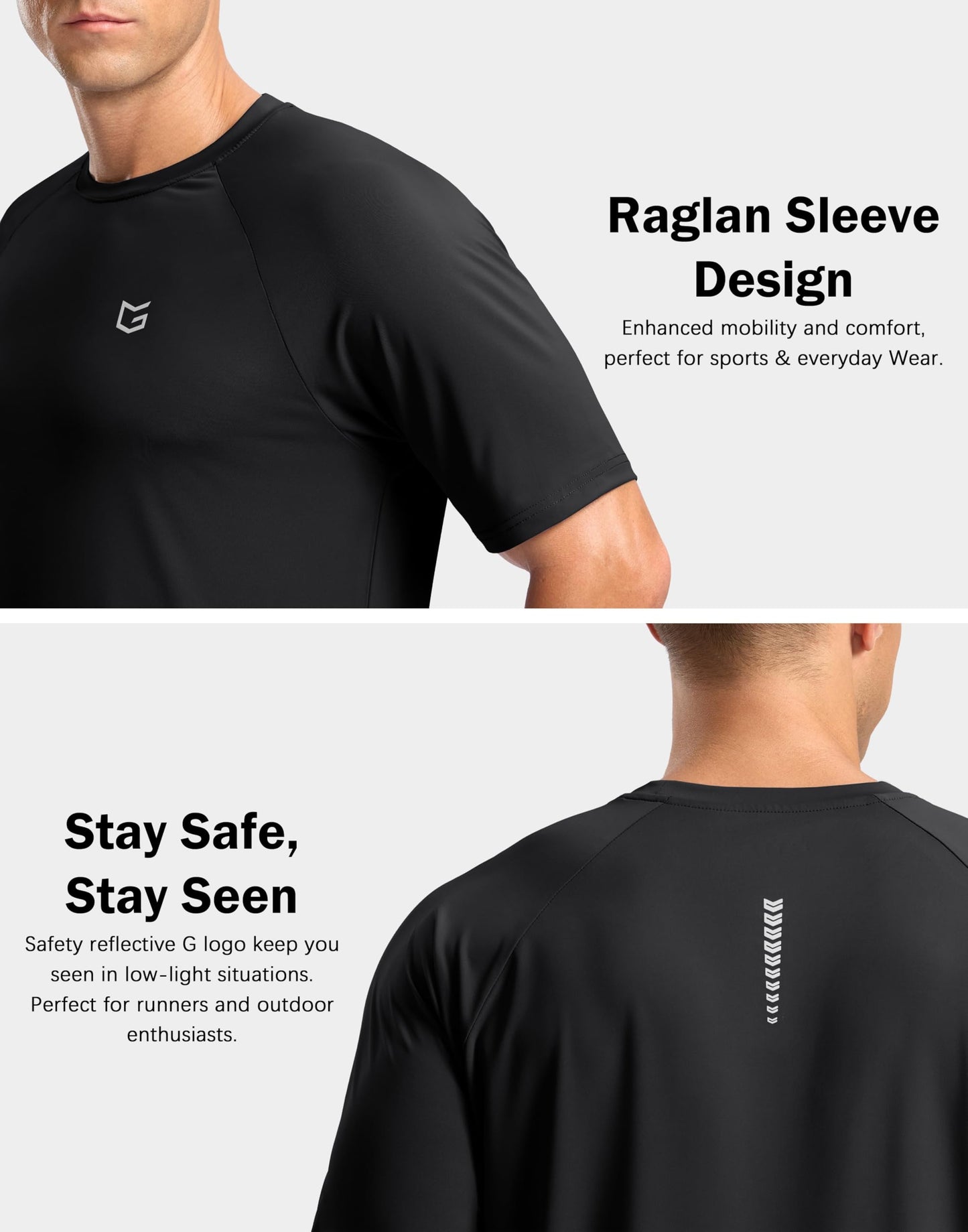 G Gradual Men's Athletic Workout T-Shirts Moisture Wicking Cooling Running Shirts Short Sleeve Performance Tee for Gym Tennis(Black,L)