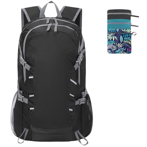 BiYiYun 40L Hiking Backpack, Lightweight Foldable Hiking Daypack with Wet Pocket, Waterproof Travel Camping Bag for Men Women (Black)