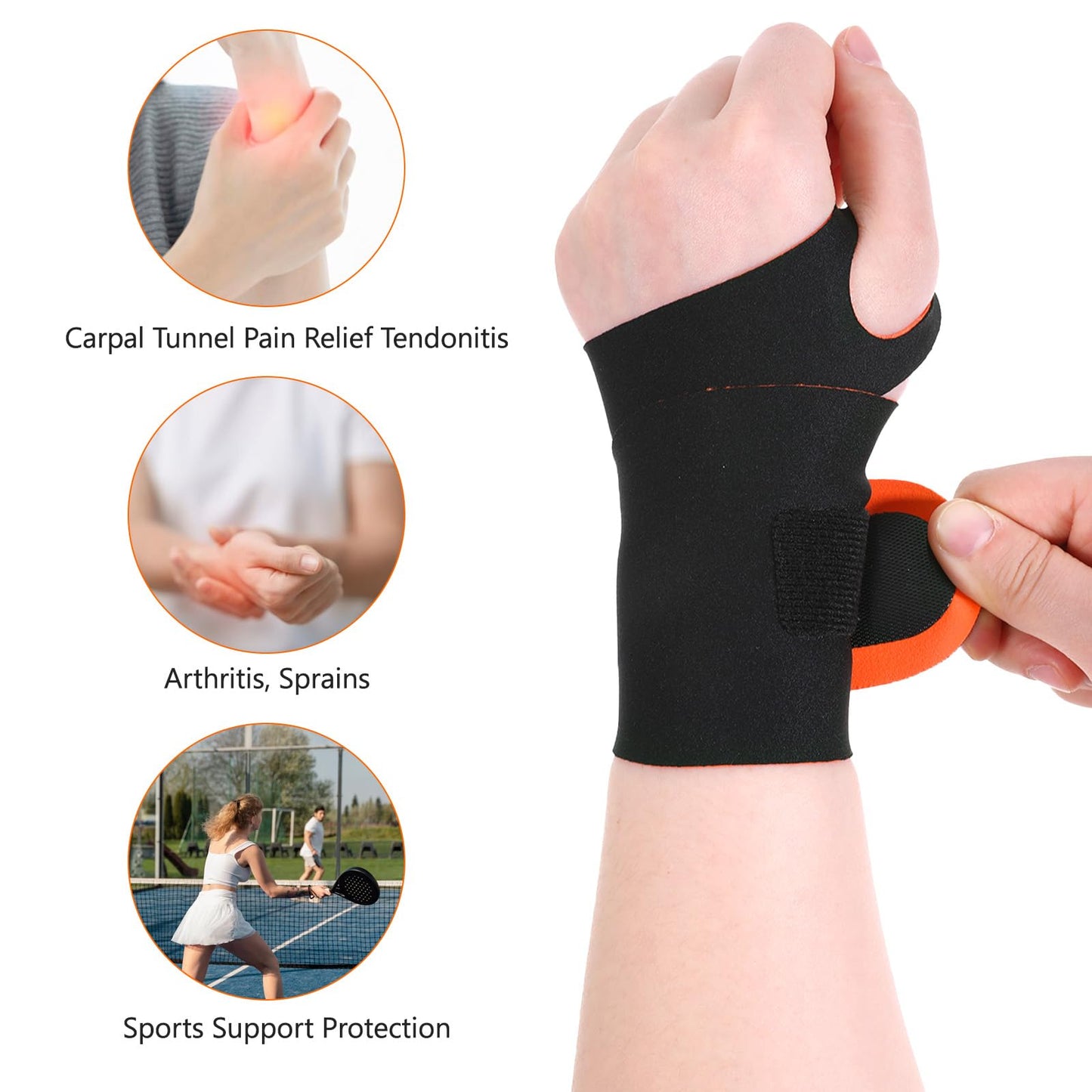 cobee 2 Pcs Wrist Brace Strap, Wrist Brace for Carpal Tunnel Night Support, Ultra-Thin Elastic Compression Wrist Wraps for Left Right Hand Fitness Sports Tennis