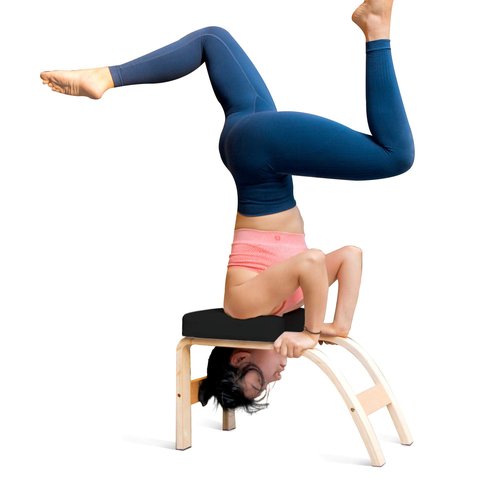 THUNDESK Yoga Inversion Bench & Headstand Prop - Upside Down Chair for Balance Training & Core Strength Building - Pilates Chair (Black)