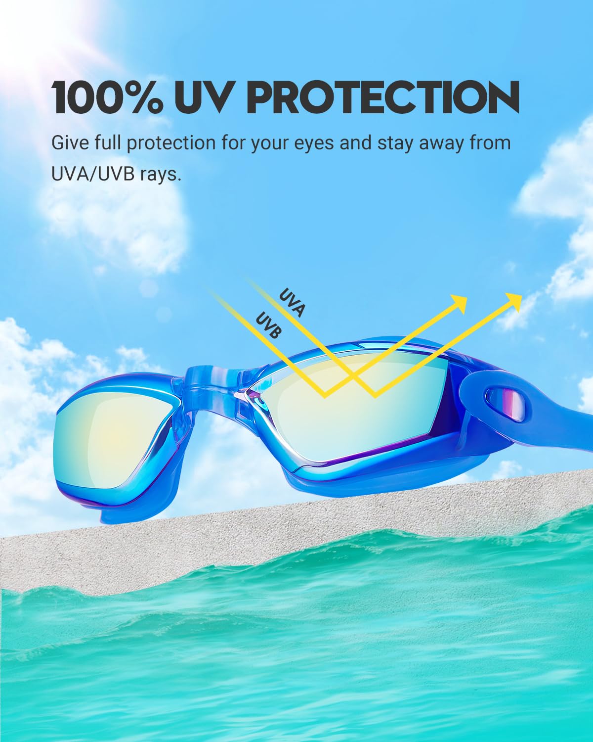 Vorshape 2 Pack Swim Goggles Adult, Anti-Fog UV Protection Leak-Proof Pool Swimming Gogglesfor Men Women﻿