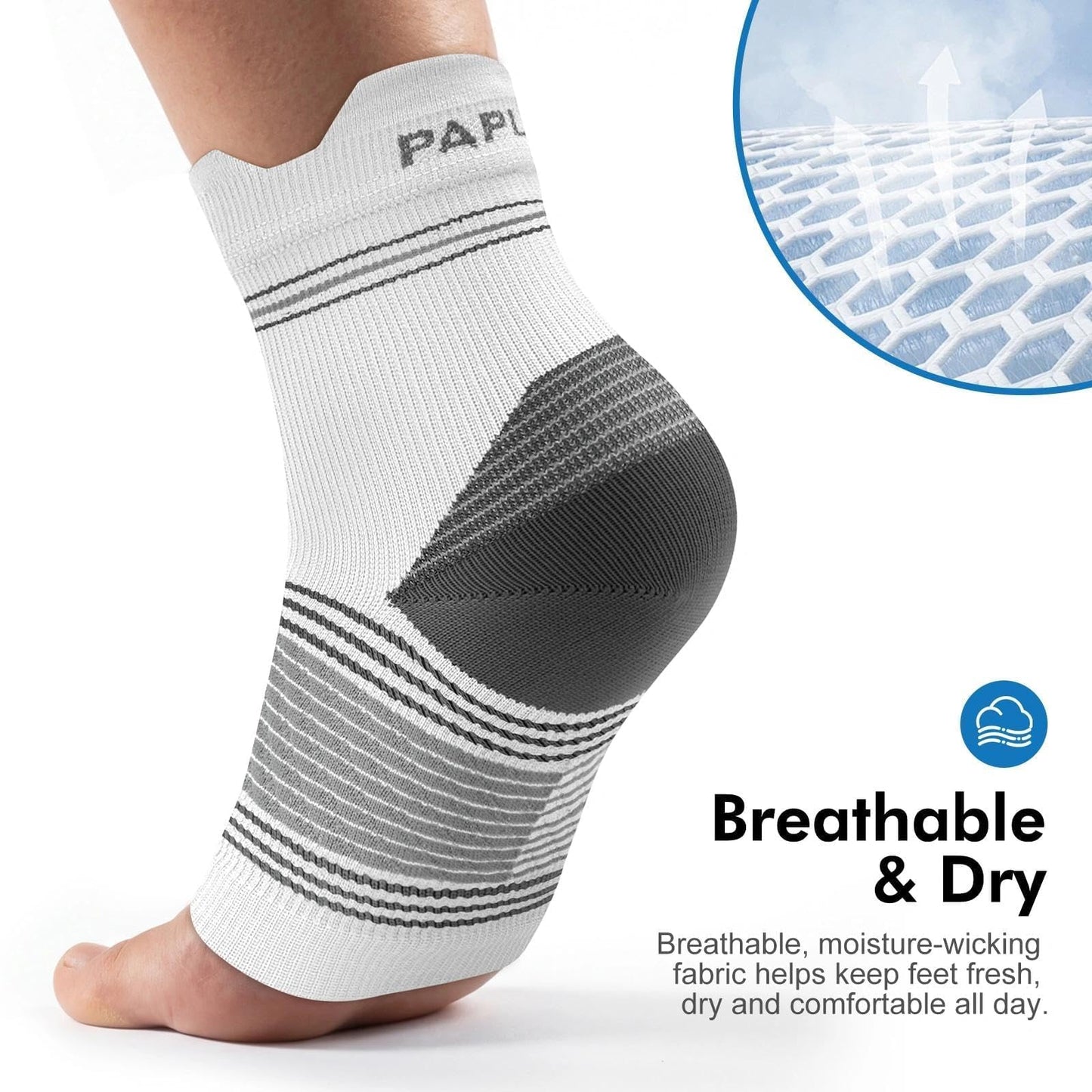 6 Pairs Plantar Fasciitis Socks for Men & Women, Ankle Brace Compression Socks with Arch Support for Achilles Tendonitis, Heel Pain, Swelling & Arthritis Relief, White, X-Large