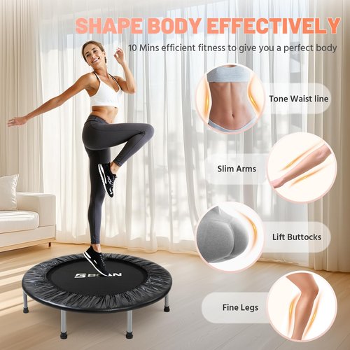 BCAN 38" Foldable Mini Trampoline Fitness Trampoline with Safety Pad,Rebounder Exercise Trampoline for Adults Indoor/Garden Workout,Max Load 300lbs