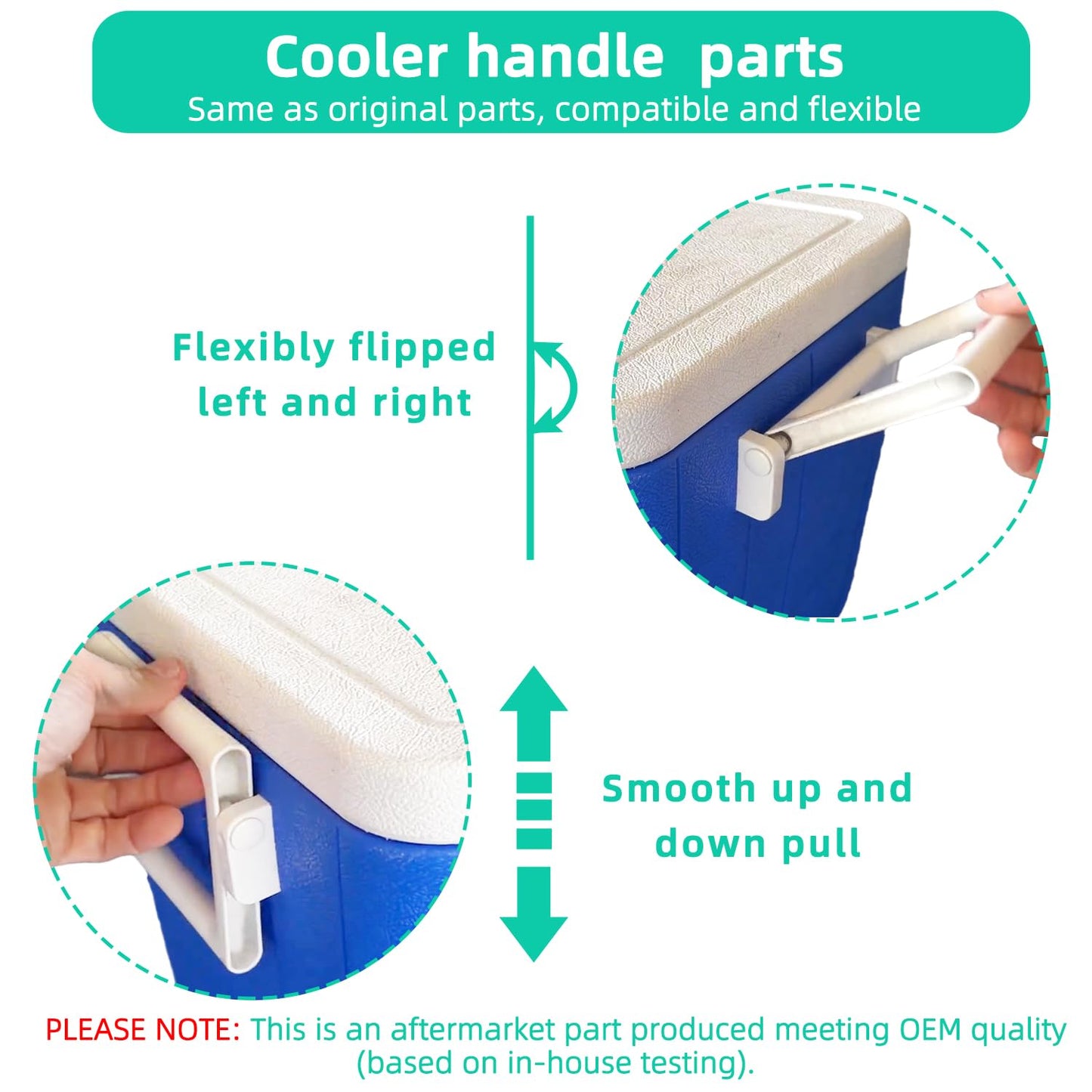 Jexobox Cooler Handle Replacement Kit for Coleman Xtreme & 2-Way,Double-Layer Durable Design Part #3000005306/#R5286B120G Compatible(2PCS)