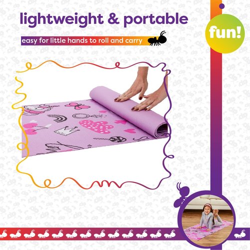 Antsy Pants Kids Yoga Mat - Yoga Mats for Kids, Home Workout, Travel, Fitness, Pilates, Stretching, Sturdy Non-Slip Exercise Mat for Toddlers, Size 60” x 24”, 3mm Thick Free of Toxic Phthalates