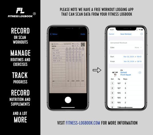 Fitness Logbook (Black) - A5 Undated Workout Journal For Men & Women - Plastic Cover & Thick Paper - Planner Log Book To Track Weight Loss, Muscle Gain, Gym Exercise, Bodybuilding Progress