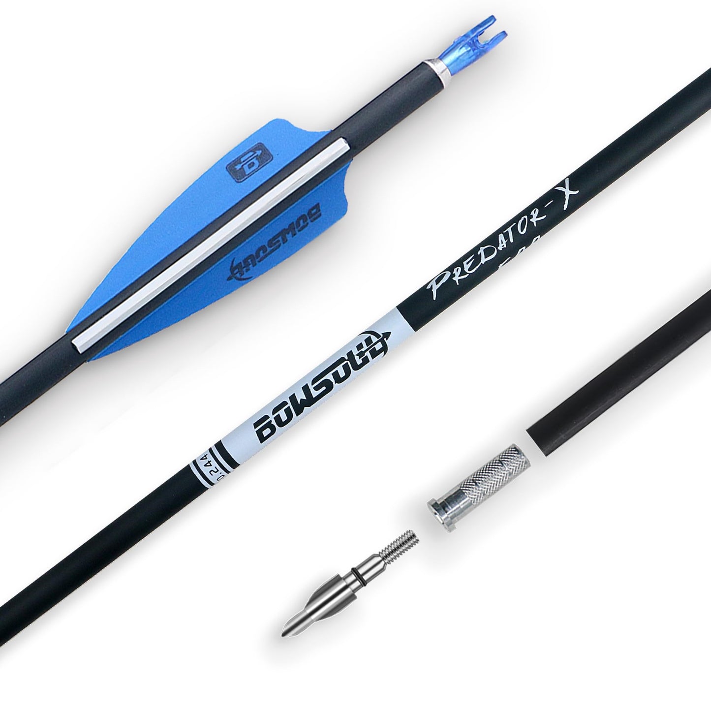 BOWSOUL 31Inch Carbon Arrows for Target Practice Hunting Arrow with Removable Tips for Compound & Recurve Bow(Pack of 12) (Blue White)