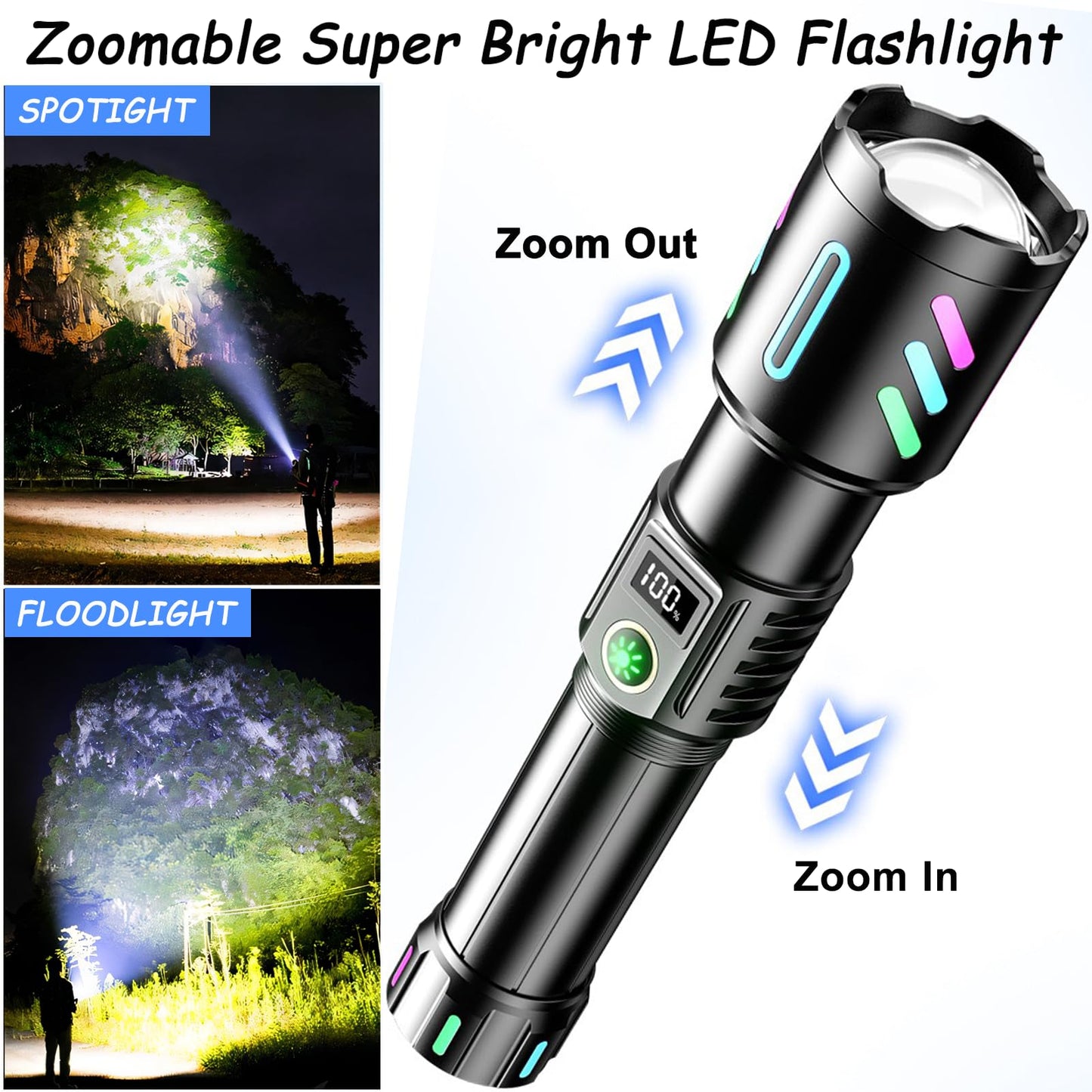 kwznob Rechargeable Flashlights 990,000 Lumens, Super Bright Flashlights with 5 Modes Adjustable, Waterproof Flashlight Powerful Flash Light for Home Camping Hiking Emergencies Gift