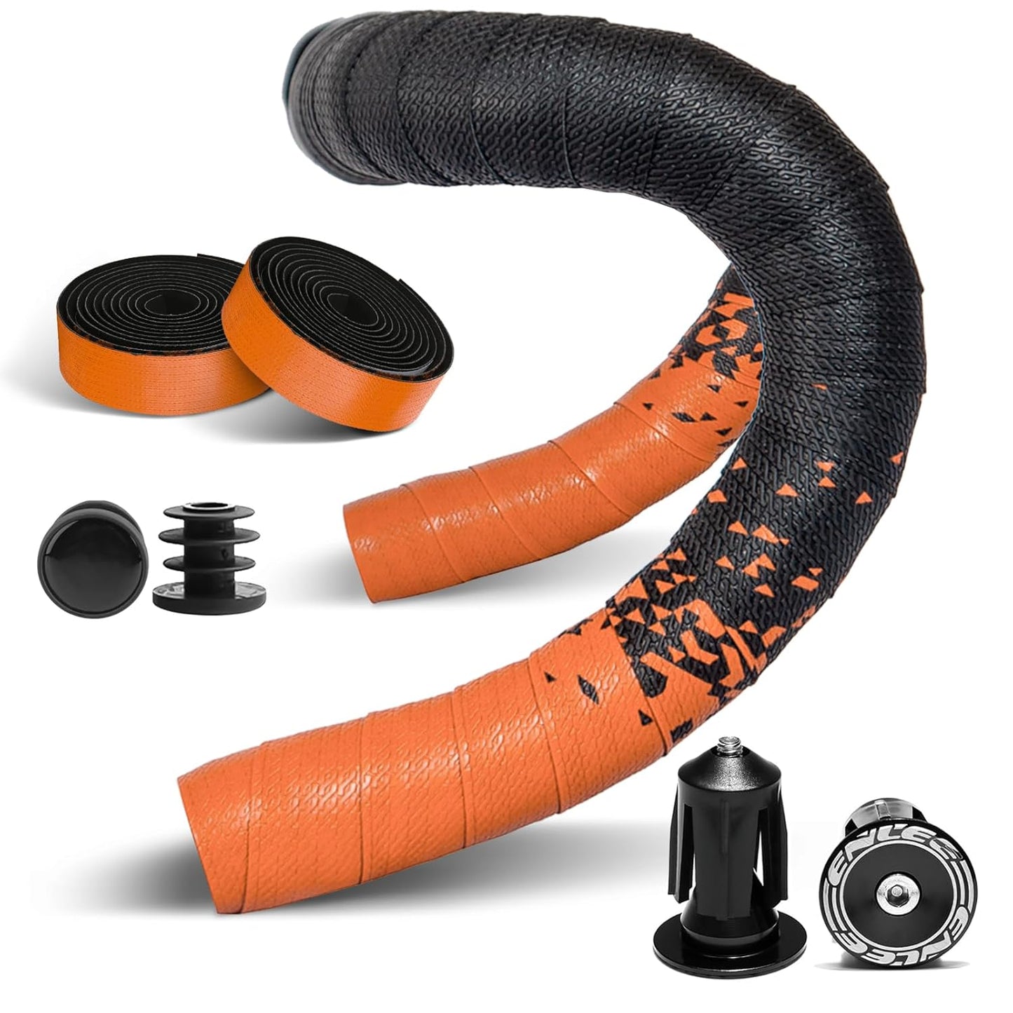2pcs Bicycle Bar Tape, Bike Handlebar Tape, Road Bicycle Handlebar Tape, Cycling Grip Tape, with 4pcs Handlebar End Plugs, Soft Comfortable, Wear Resistant, Black