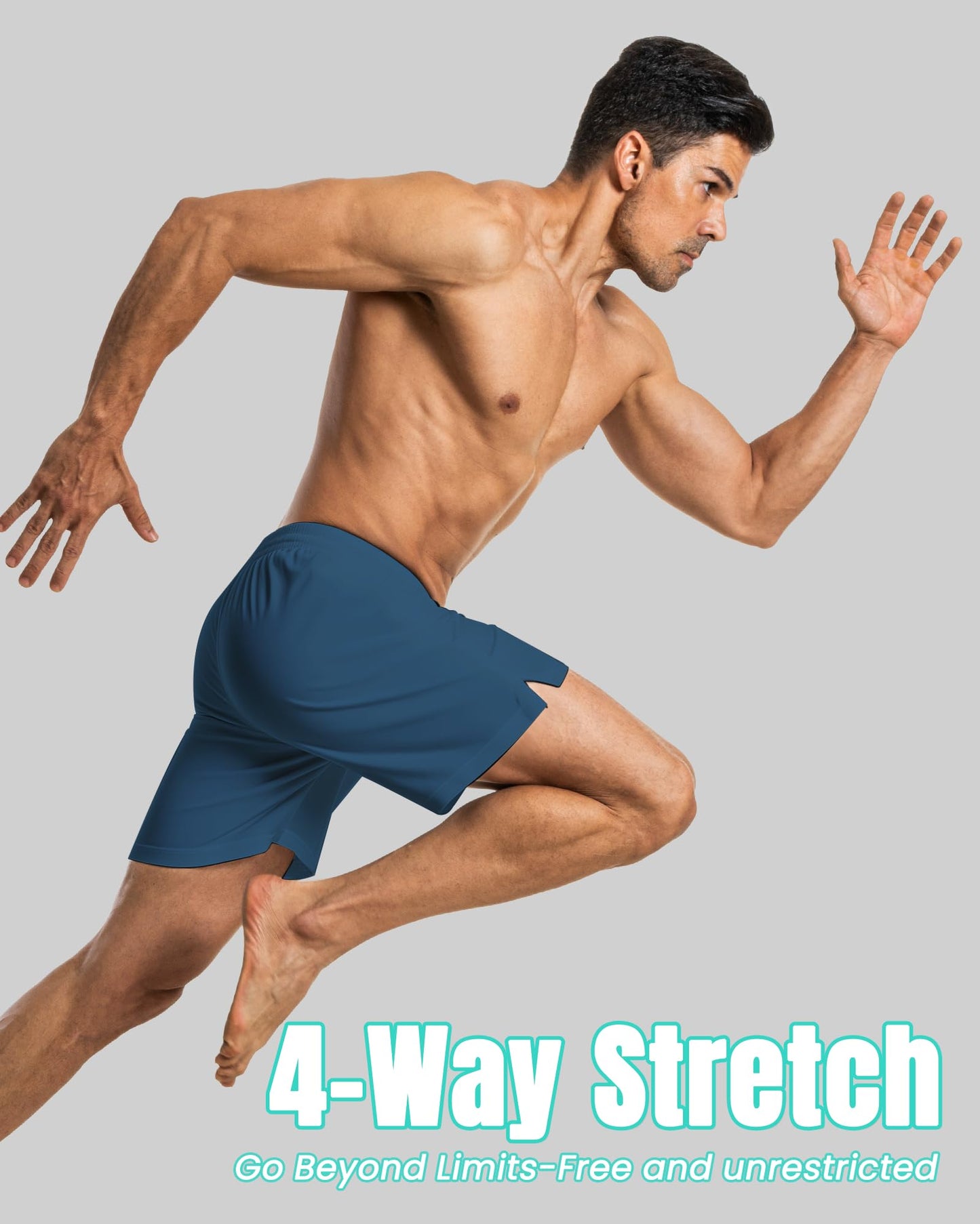 7 Inch Men Swim Trunks mid-thigh Compression Liner Quick Dry Male Swimwear Bikini Swimsuit Bathing Suit Beach Water Shorts Board Surf Track Training Jogger Active Walking Wear Attire Outfit Apparel