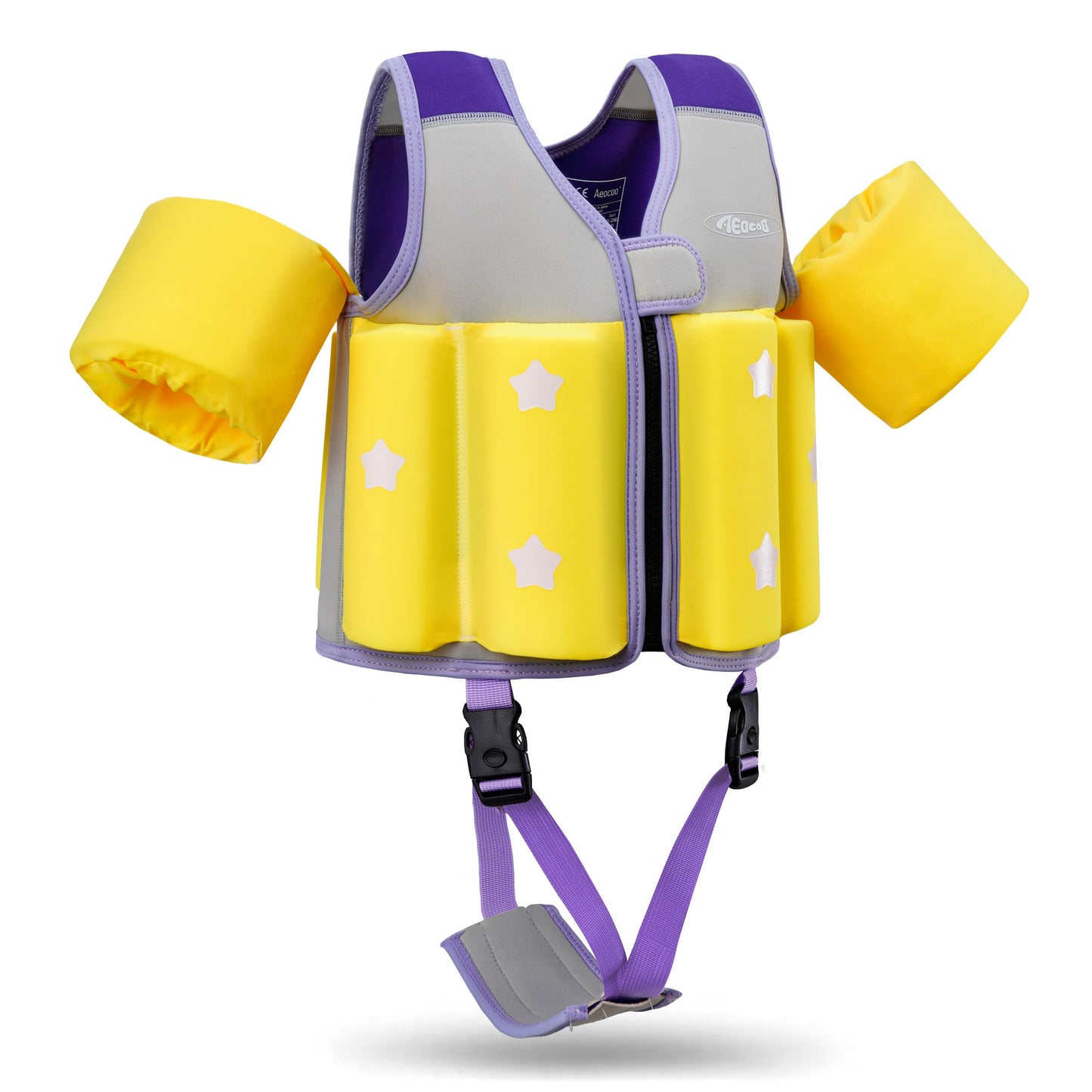 AEOCOO Kids Pool Floaties 1-2-3-5-7-9 Years Old, Toddler Swim Vest 20-30-50-70 Pounds, Comfortable Extended Wear Kids Float Jacket with Crotch Strap, Bright Design and Unpadded Sides, Purple