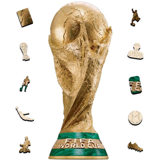 FIFA World Cup2026 Trophy Wooden Puzzle for Adults, 200 Pieces Irregular Shape Puzzle, 5MM Thick, Creative Collectible Jigsaw Puzzles Gift for Fans, Officially Licensed Product, 6.3 x 16