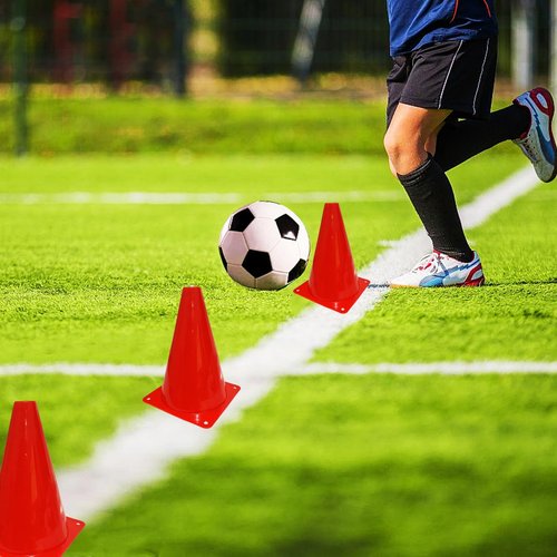 LCPQMZGH 12Pcs Plastic Traffic Cones Mini Sport Cones for Basketball Football Drills, Indoor Outdoor Games Activity Festive Events - 7 Inch Red Plastic Cones