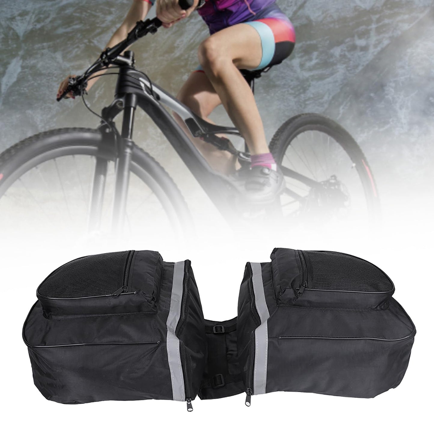 Jwthee Bike Saddle Bag, 25 L Bike Panniers Trunk Bag Bike Bag Accessories Panniers with Reflective Trim for Bike Rear Rack Bag