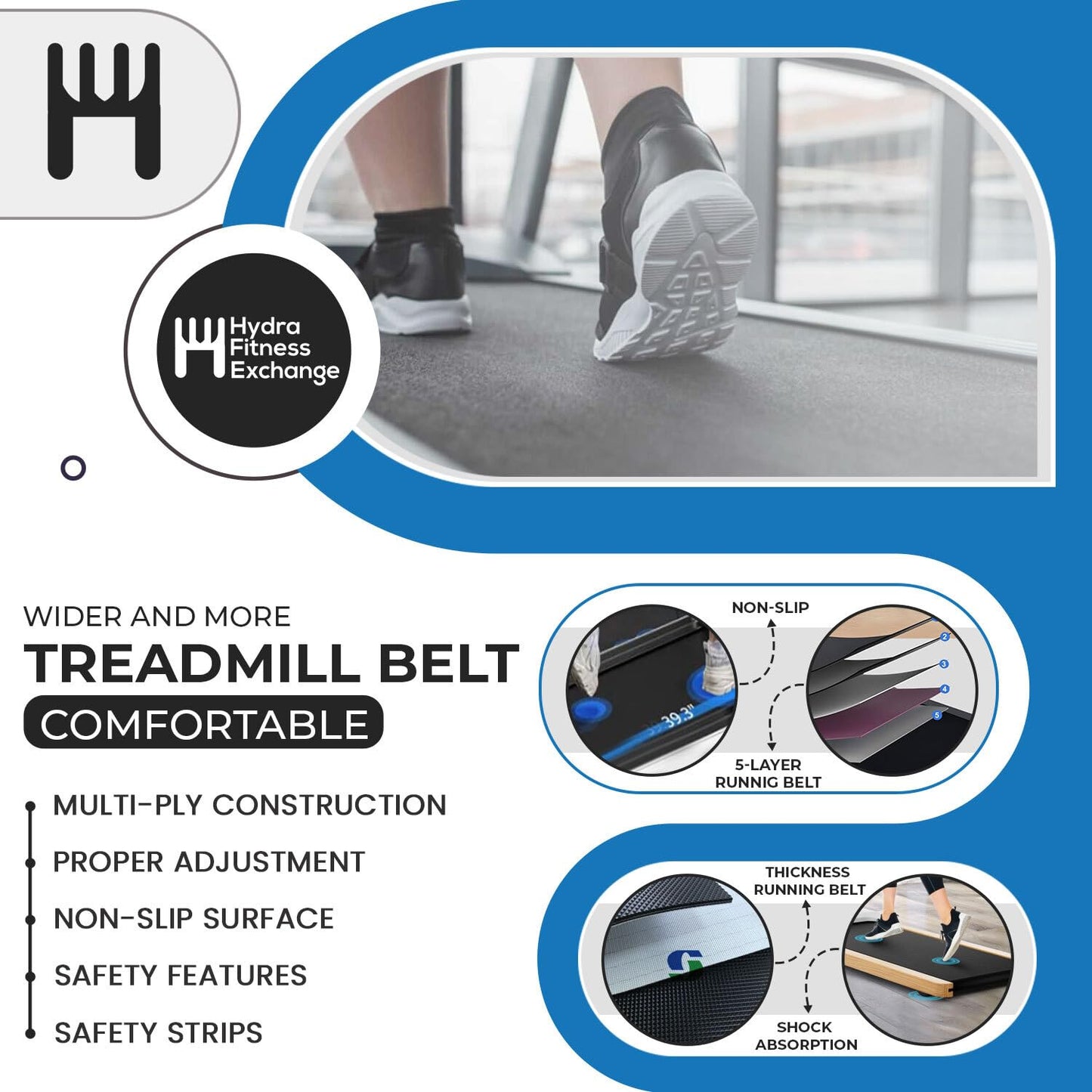 Hydra Fitness Exchange Walking Pad Under Desk Treadmill Running Belt Treadbelt | Walking Treadmill Belts Desk Attachment Replacement OEM Exercise Part 416827 | Works with Pro-Form Carbon T10