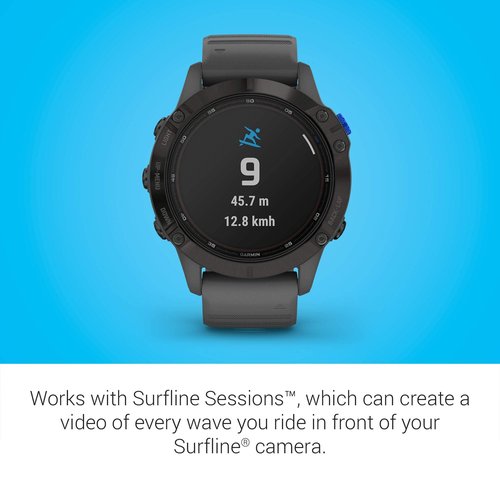 Garmin Fenix 6 Pro Solar (GPS,1.4 inches) Solar-Powered Multisport, Advanced Training Features and Data, Black with Slate Gray Band (Renewed)