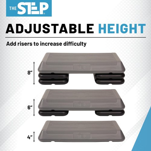 The Step (Made in USA) Original Aerobic Platform – Circuit Size Grey Aerobic Platform and Original Black Risers