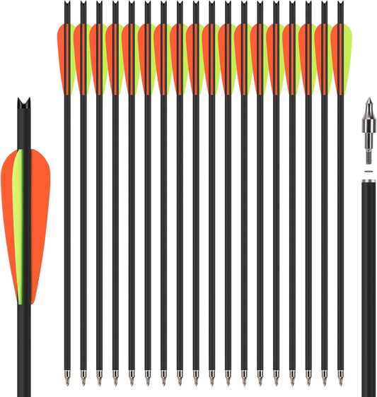 18Pcs 22 Inch Crossbow Bolt,Hunting Carbon Arrows for Outdoor Target Practice