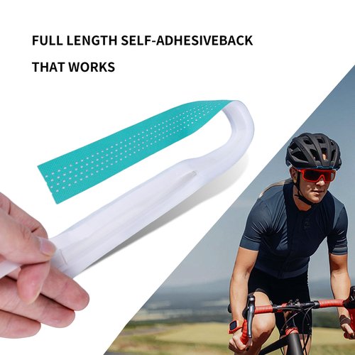 PollyCycle Non-Slip Stain-Resistant Bike Handlebar Tape ??Shock Absorbing Silicone & EVA, Breathable Durable Grip for Road & Mountain Bikes (Bianchi Green-White, Set of 2)