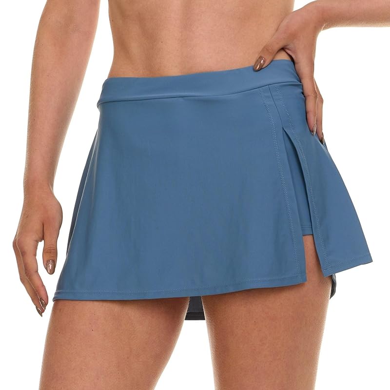 Reebok Womens Swim Skirt with Short Liner, Slate Blue Medium