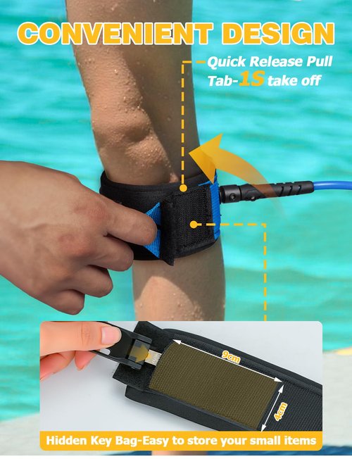 Mellbree Surfboard Leash, 2Pack 10 FT Tangle-Free Boogie Board Leash for Sups, Paddle Boards 7mm Anti Fracture with Comfortable Ankle Cuff Accompanying Surfers for Safer Surfing, Blue
