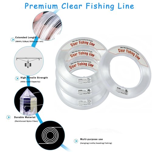 Clear Fishing Wire, 658FT Invisible Nylon Fishing Line for Hanging Decorations, Balloon Garland, Crafting, and Jewelry Making