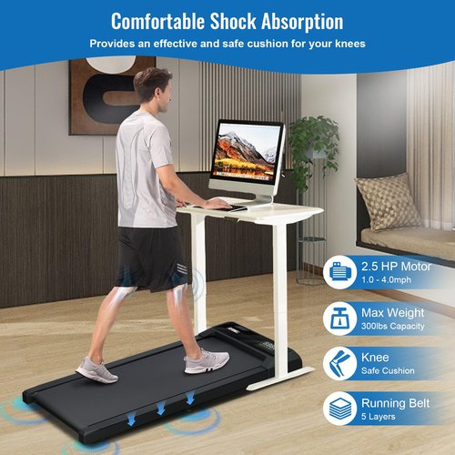 SEVOBAL Under Desk Walking Pad, Treadmill with Handles, Quiet Adjustable Portable Speed Jogging Smart Mat Work, Walking Pad Treadmill Compact & Portable with Remote Control, for Home Office, Dark Blue
