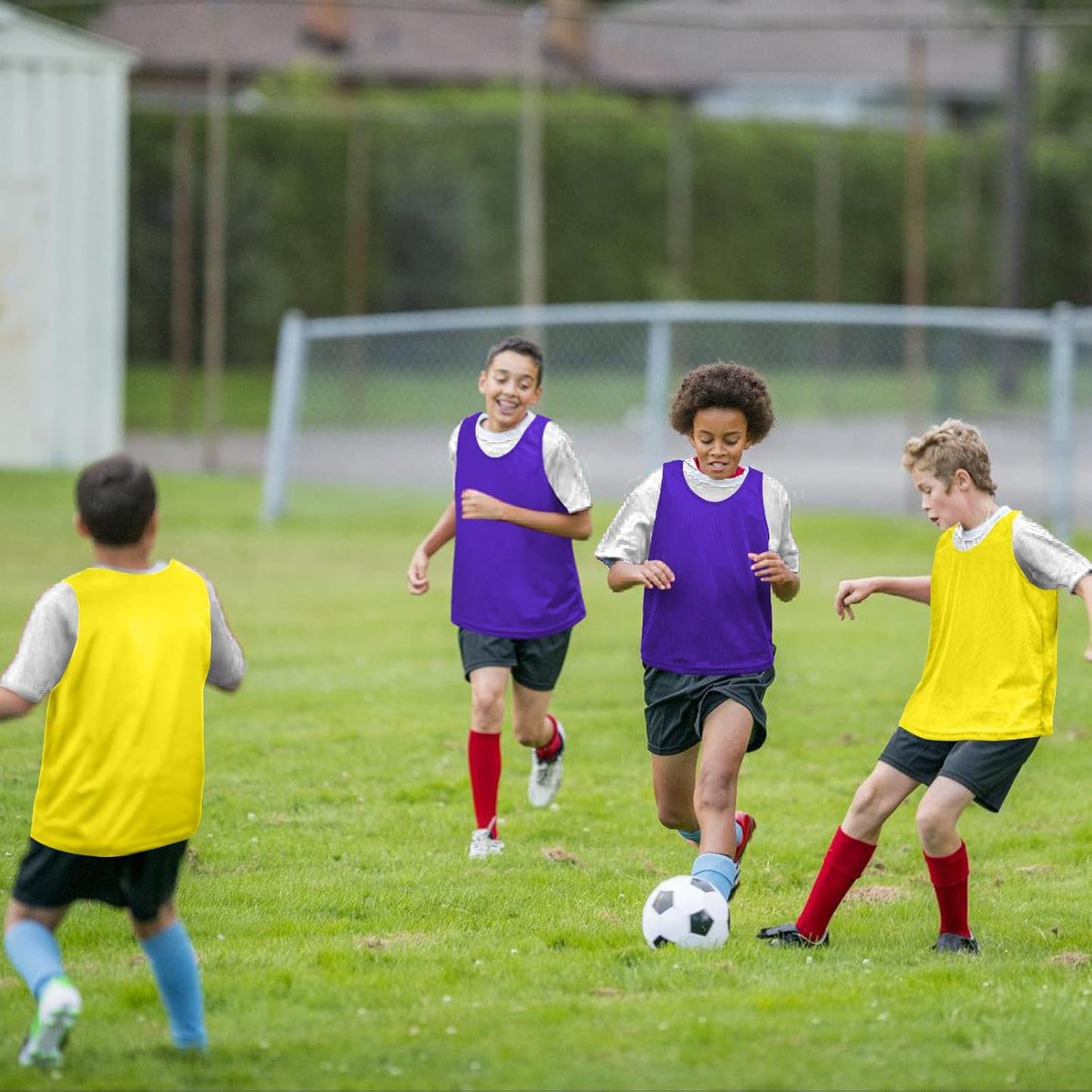 12 Pack Pro Training Pinnies for Youth & Adult Mesh High-Vis Scrimmage Vests for Soccer, Basketball, Volleyball Teams