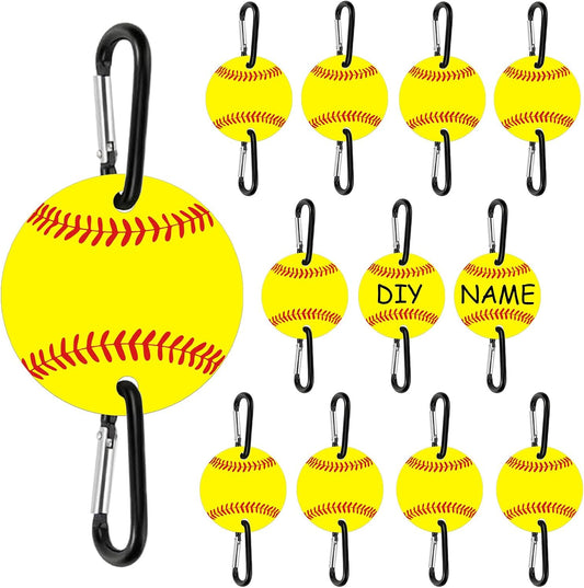 12 Pack Baseball Softball Bag Fence Hooks – Thick Fence Clips with Writable Acrylic Plates – Dugout Organizer for Baseball Softball Gear, Backpacks, Helmets, Bottles, Team Gifts