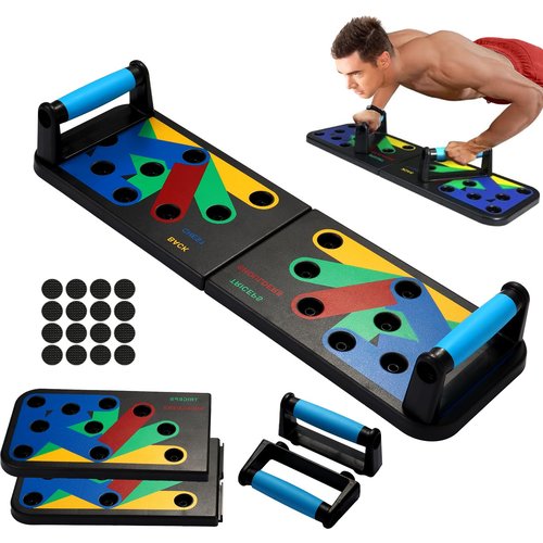 Push Up Board 9-in-1, Multi-Functional Workout Equipment for Home Gym - Strength Training & Chest, Arm, Core Exercises for Men & Women, Burn Fat & Build Muscle ﻿