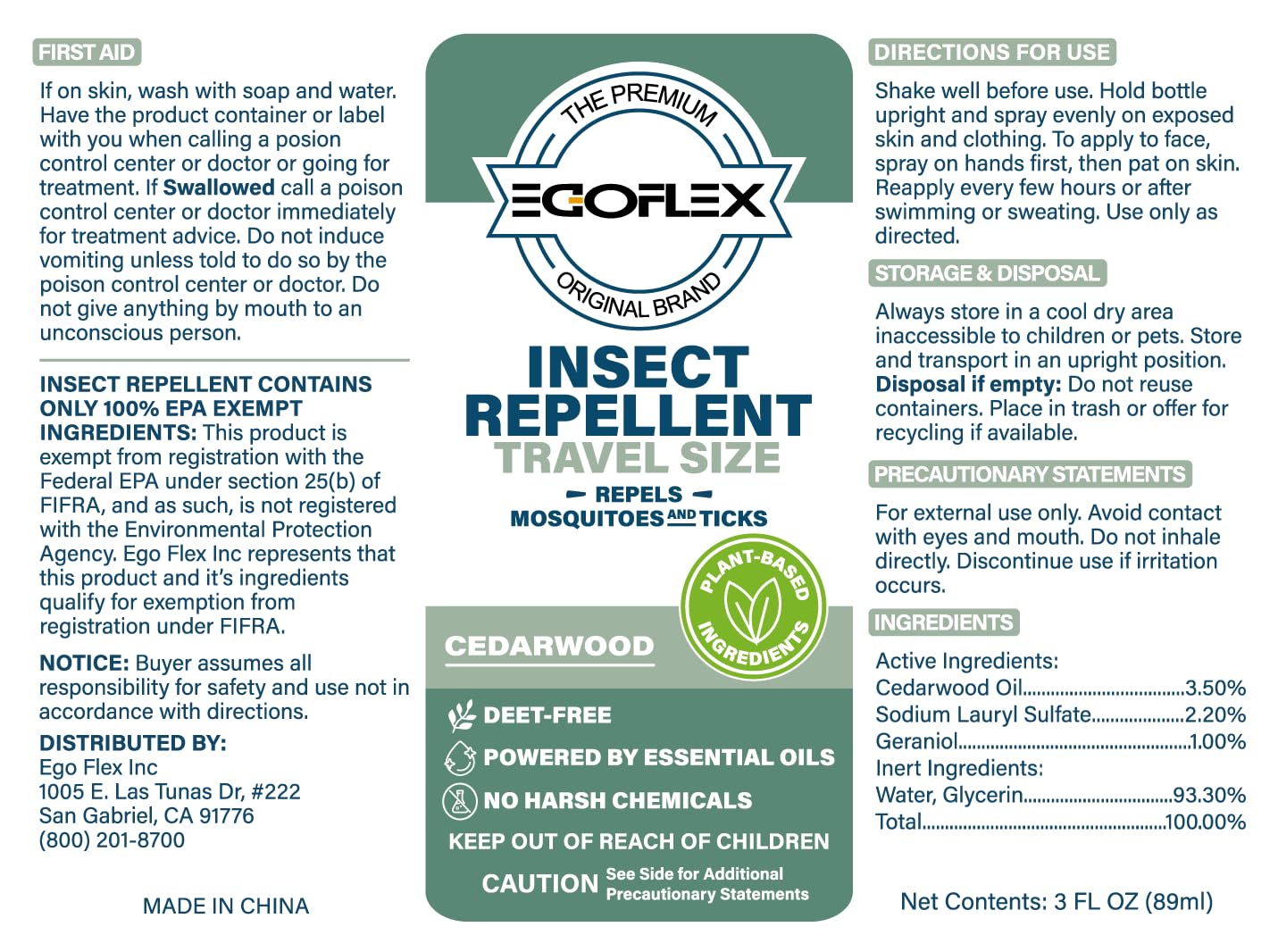 3-Pack Mosquito Repellent Spray - DEET-Free Bug Spray Travel Size TSA Approved - Mosquito, Tick & Insect Killer Deterrent with Natural Essential Oils - Cedarwood Scent - Safe for Family - 3 Fl Oz