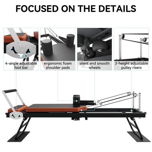 Pilates Reformer - Dpiolrcag Foldable Pilates Machine & Equipment for Home and Gym Workouts, Suitable for Beginners and Advanced Users, 250 lbs Weight Capacity