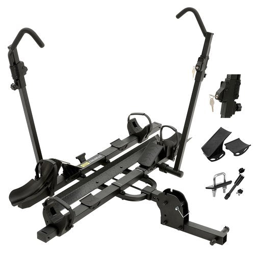 TrailV2 Plus Hitch 2 Ebike Rack with Ramp, Tilt, Fold, Anti-Theft Hitch & Wheel Locks, Heavy Duty 170 lbs Capacity, Fits 2" Receiver, Max 5" Fat Tires, Electric Bike Rack for for Car, SUV, Truck, RV