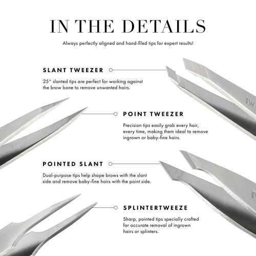 Tweezerman Stainless Steel Slant Tweezer - Eyebrow Tweezers for Women and Men (Black)