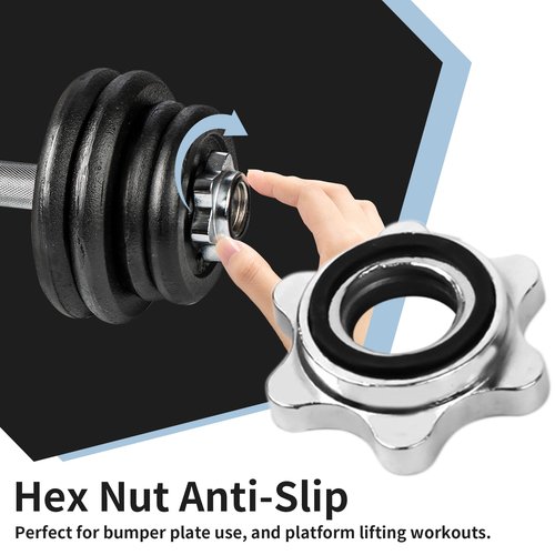 Barbell Collars, 25mm Standard Spin-Lock Clamps, Anti-Slip Screw Collars for Dumbbell Weight Lifting, Secure Fit, Pack of 4 – Heavy Duty Barbell Clamps, Weight Clips for Bars
