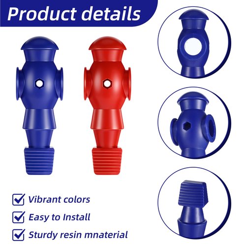 wutfuooo 26 Pcs Foosball Men, Resin Foosball Replacement Parts, Table Soccer Player Set for Tournament Foosball, 13 Red and 13 Blue