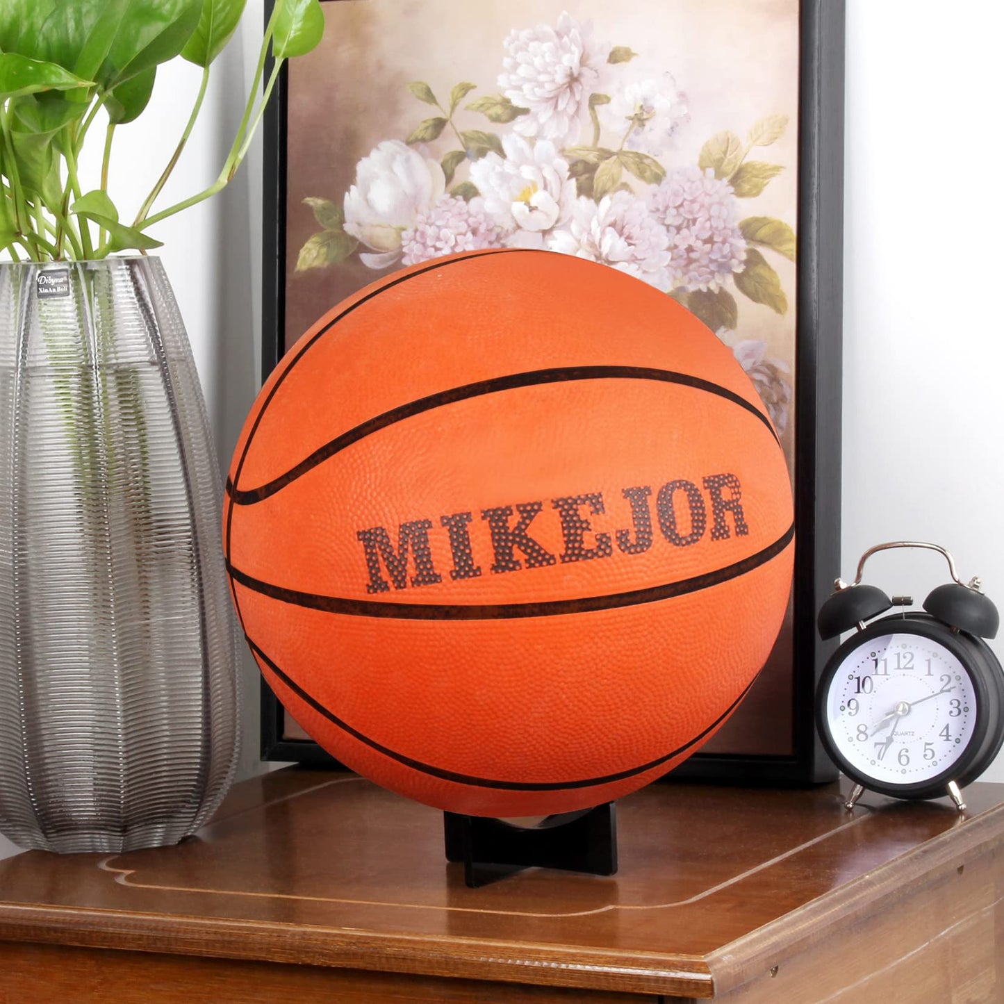 Acrylic Ball Stand Holder Display Stand for Football Basketball Soccer, Volleyball Rugby Sports Ball Storage Rack, Trophy Autograph Memorabilia Display Cases (3.54x1.3 inch, Black)