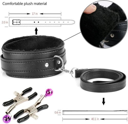 Practical 10-Piece Multifunctional Sports and Fitness Set in Black Leather, Soft to The Touch, Durable, Various Accessories for Every Need -Z