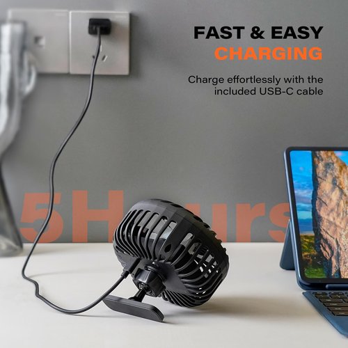 A2C Golf Cart Fan Rechargeable Magnetic Base Battery Operated Portable Fan 3 Speeds 4000 RPM Strong Airflow Compatible with Yamaha, EZGO, Club Car - 360° Rotatable Golf Cart Accessories