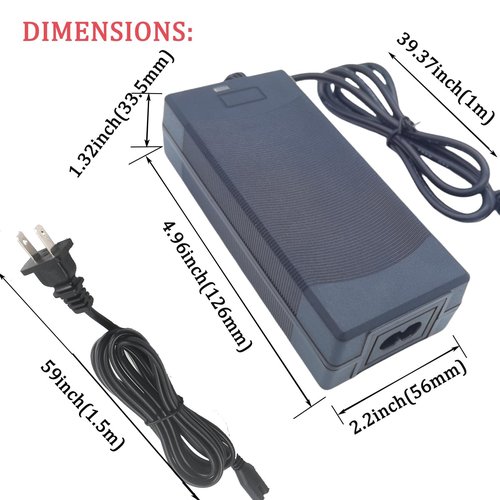 42V Electric Scooter Charger 4 Prong for Voyager 36V Batteries, 42V 2A 4-Pin Connector Battery Charger Replacement
