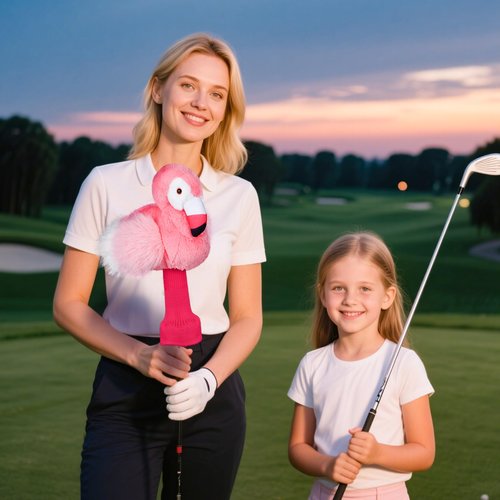 mytag Pink Flamingo Driver Headcover Funny Golf Headcover Plush Cushioning Protect Long Sock Cover Club Shaft
