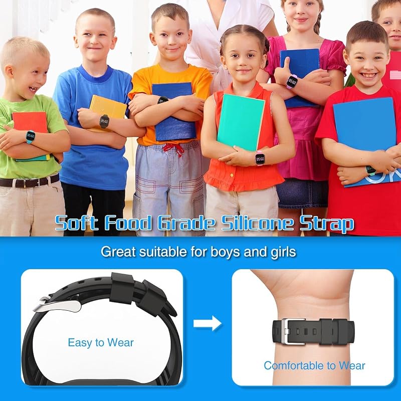 Kids' Digital Pedometer Watch for Boys & Girls - Waterproof Fitness Tracker with Alarm, Calendar, 3D Sensor (Variation: Black)