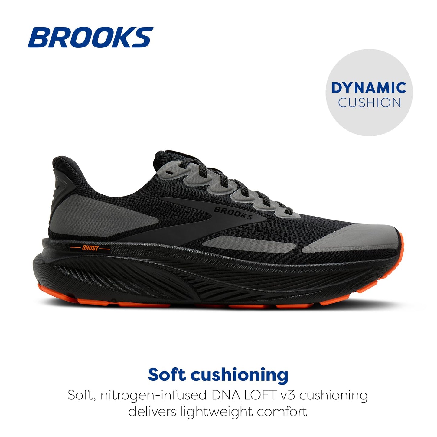 Brooks Women’s Ghost 17 Neutral Running Shoe - Black/Orange - 11 Medium
