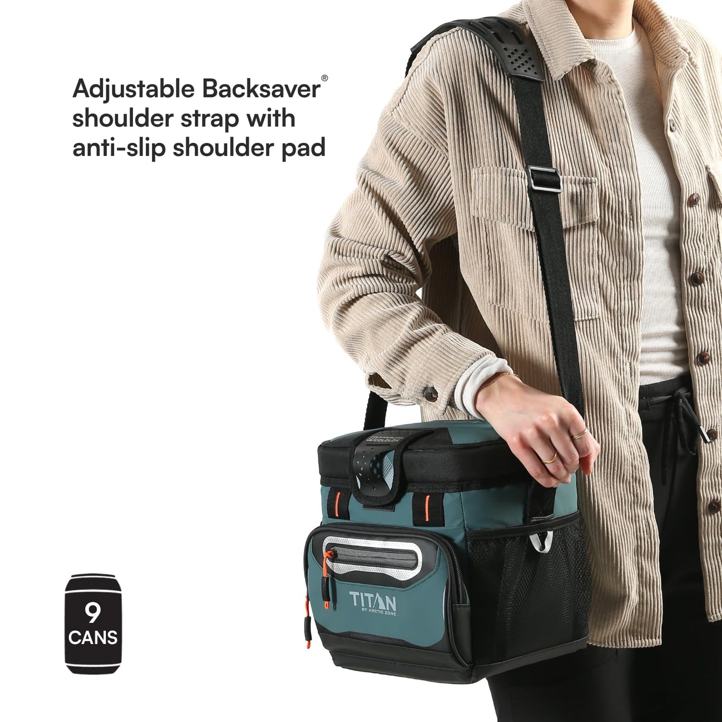 Titan by Arctic Zone 9 Can Zipperless Cooler with SmartShelf, Jungle Hunt