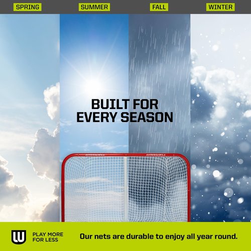 Winnwell Steel Intermediate Hockey Net 72" W/ 1.5/1.125" Posts Lightweight & Easy to Transport for Outdoor & Indoor Hockey Games with Street Hockey Balls