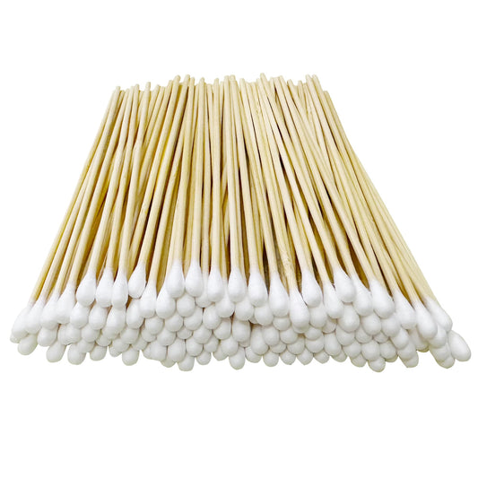 500 PCS 6" Long Cotton Swabs with Bamboo Handle for Makeup, Gun Cleaning or Pets Care