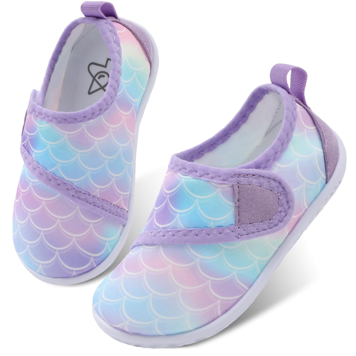 LeIsfIt Toddler Water Shoes Boys Girls Barefoot Aqua Socks Kids Breathable Quick-Dry Swim Shoes for Beach Pool Surf, Purple Scale, 7 Toddler